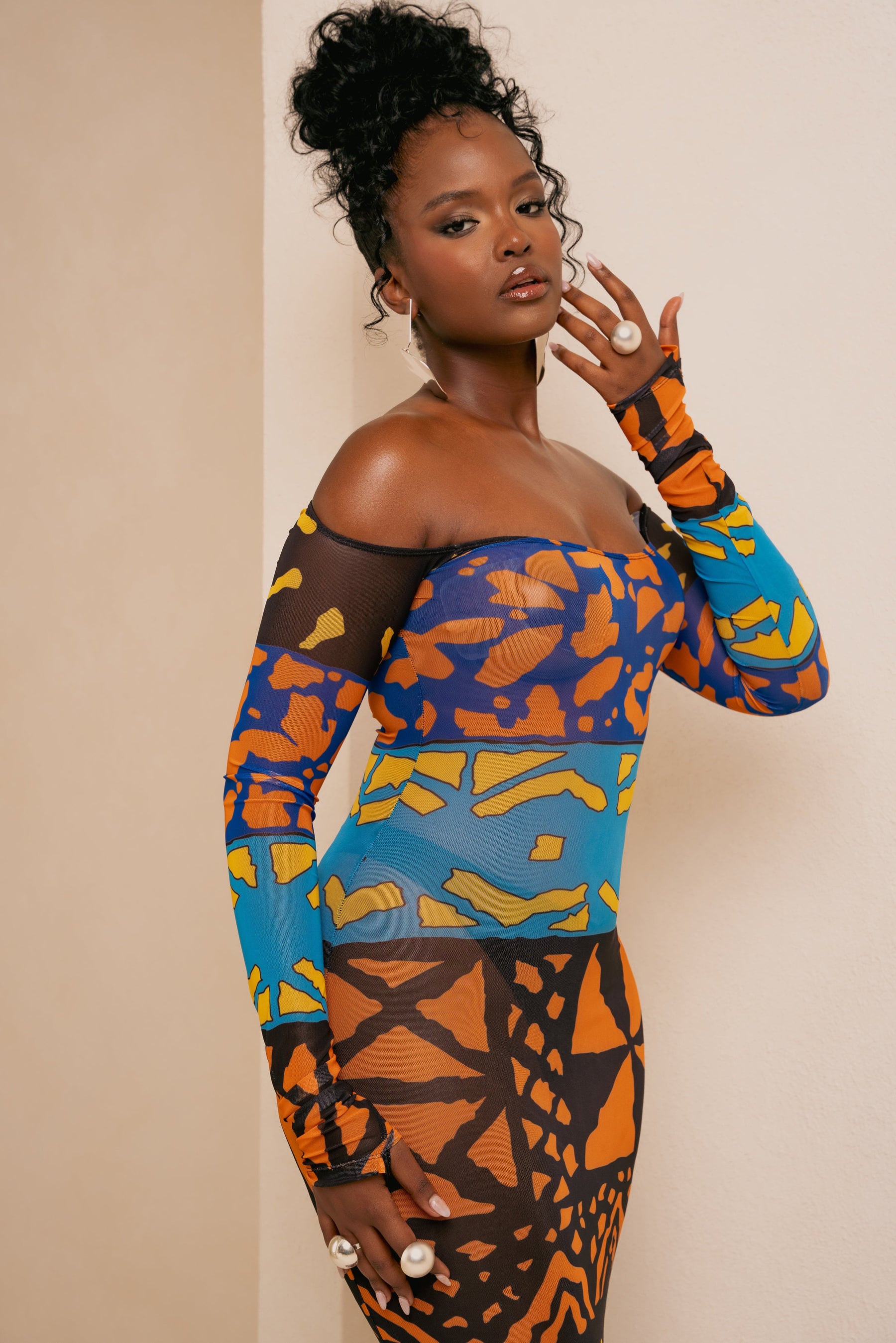 ANU BLACK OFF SHOULDER MAXI DRESS