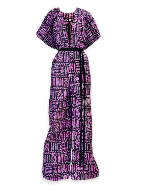 Ajah New Collection Drop2 - Batik Batwing Wide-Leg Jumpsuit
