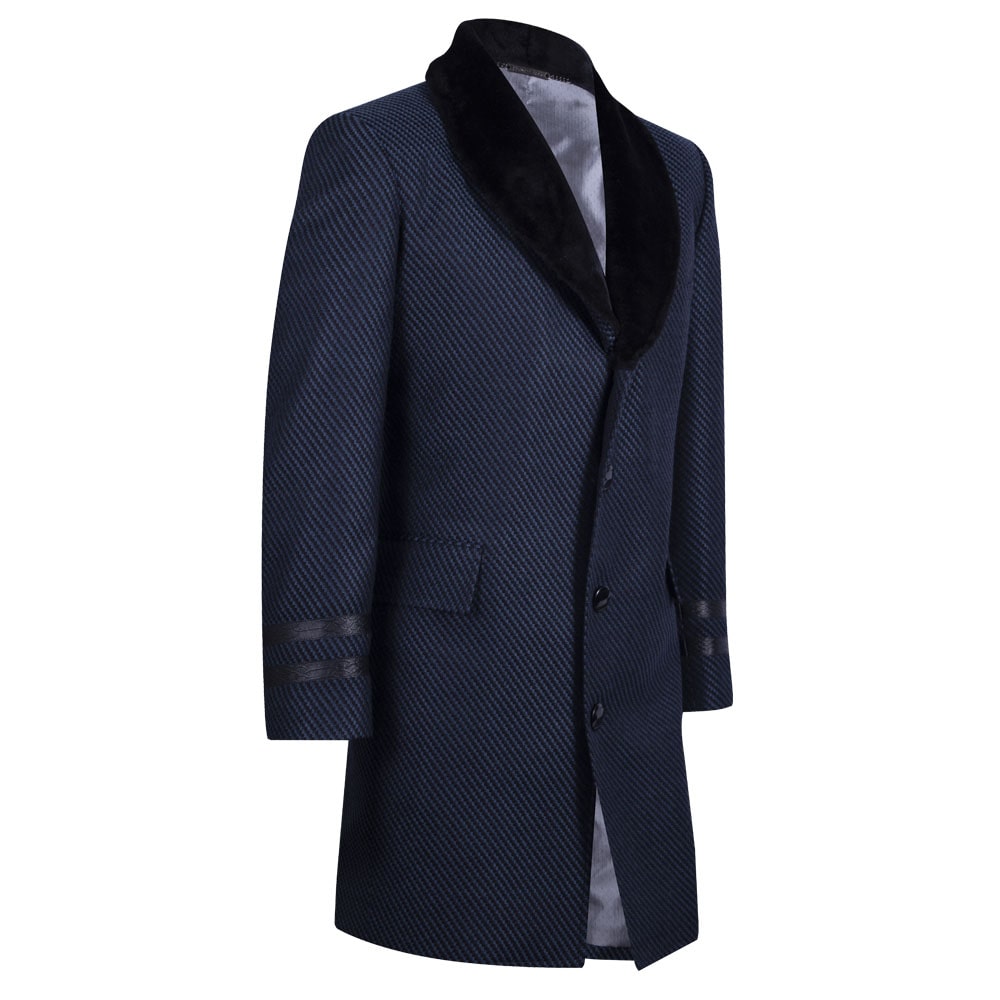 Coat with plush collar and leather details