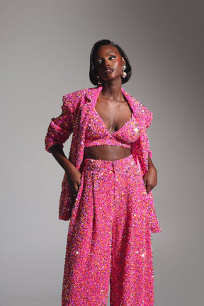 LIZA Sequin Bra Top in TOURMALINE