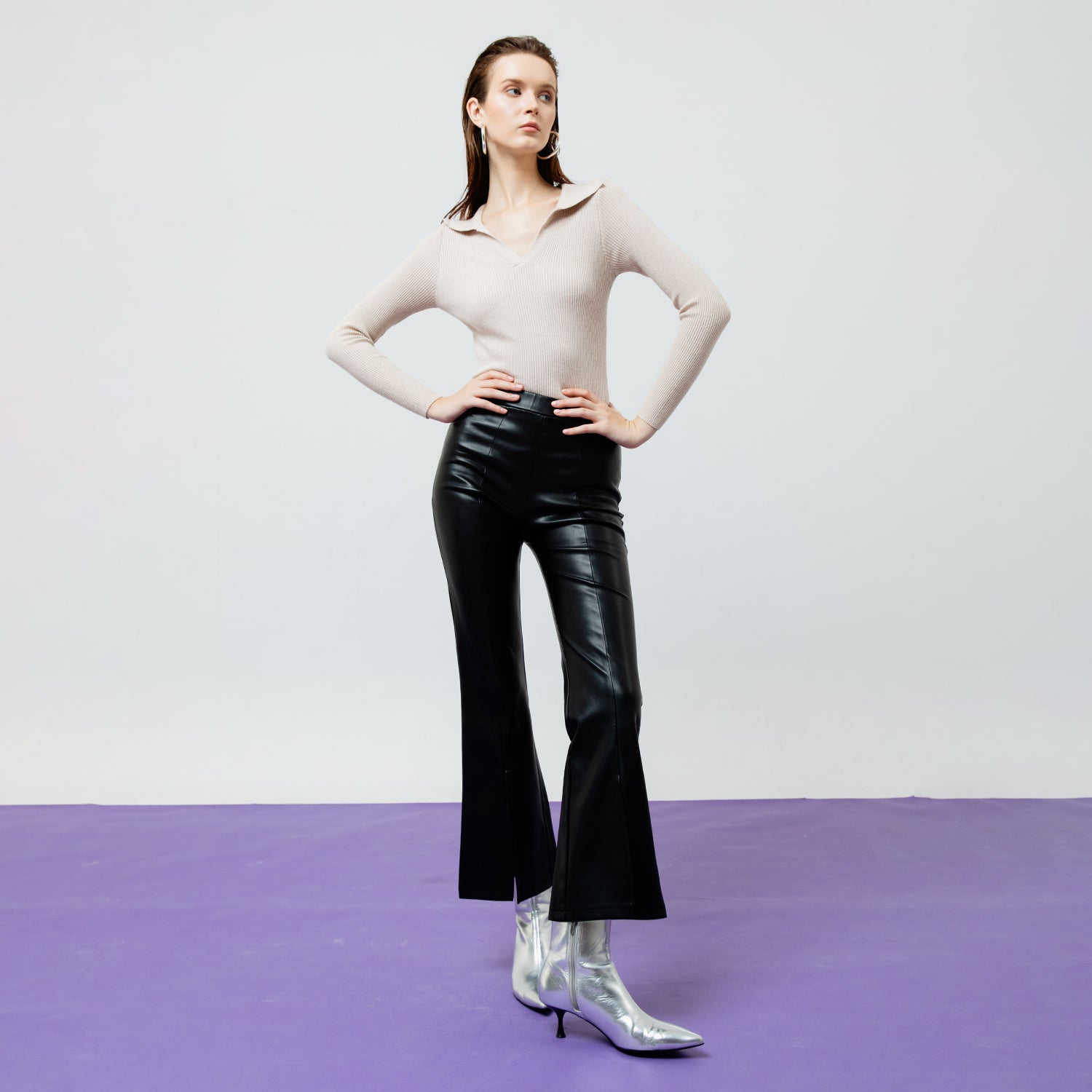 NINA FLARED LEATHER PANTS