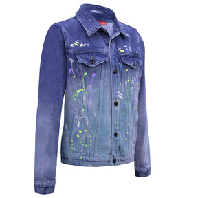 Jean jacket with artistic paint design