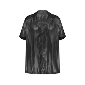 Satin Button Up Short Sleeve Shirt