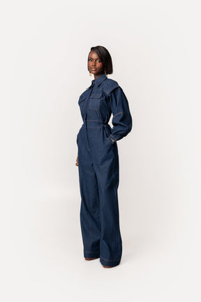 Denim Pinstripe JAKKI Jumpsuit