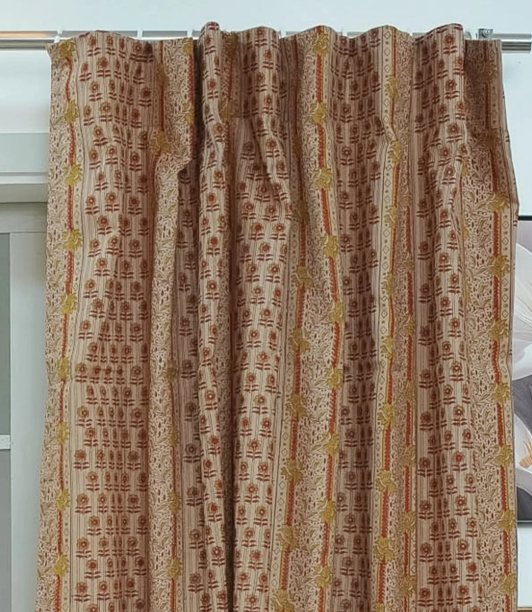 Floral Hand Block Print Anamika Linen Curtains