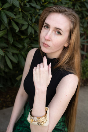 Floral Chunky Wood Bangle