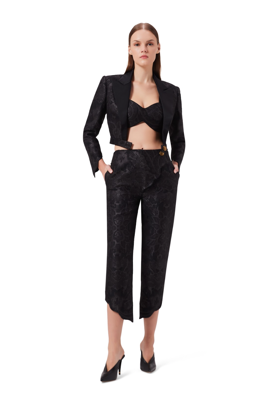 Bract Trousers in Scalloped Black Elysium