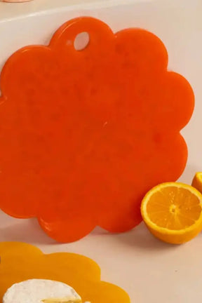 Scallop Resin Cheese Charcuterie Board, Orange - 9 Inches