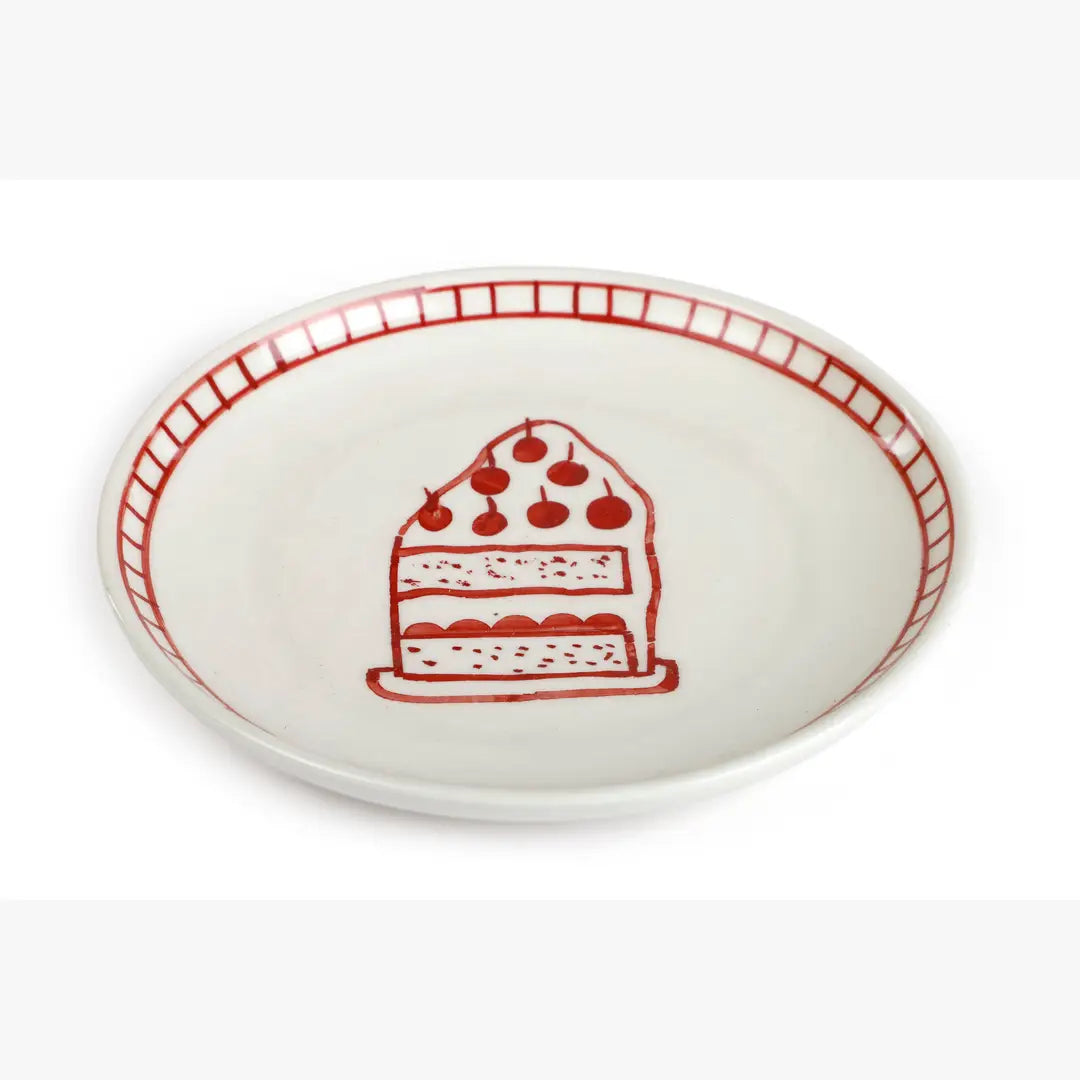 Ceramic Celebration Dessert Plate - Red, 7 Inches (Set of 2)