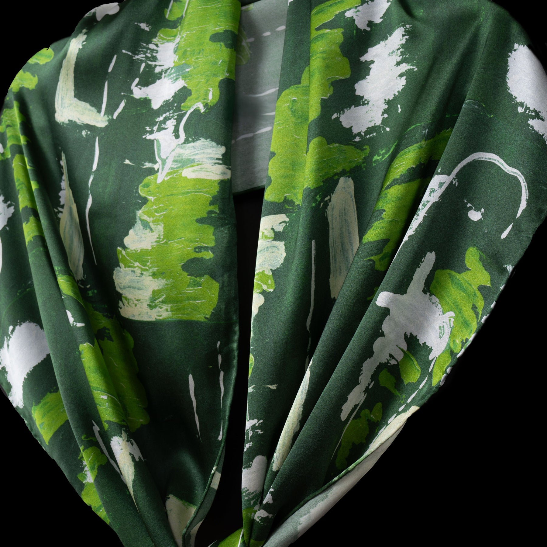 Green Silver Wall Splash Oblong Scarf