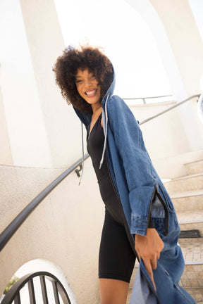 Denim Hoodie- Non Compression