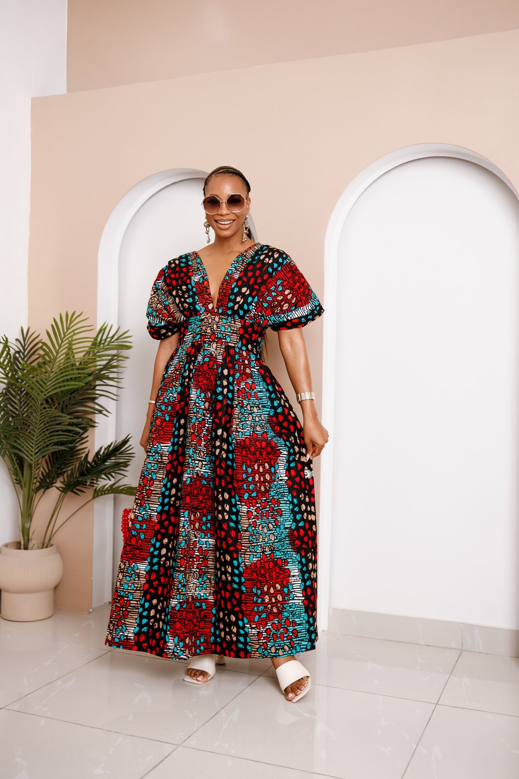 Obidia Ankara Maxi Dress – Bold Elegance in Vibrant Print