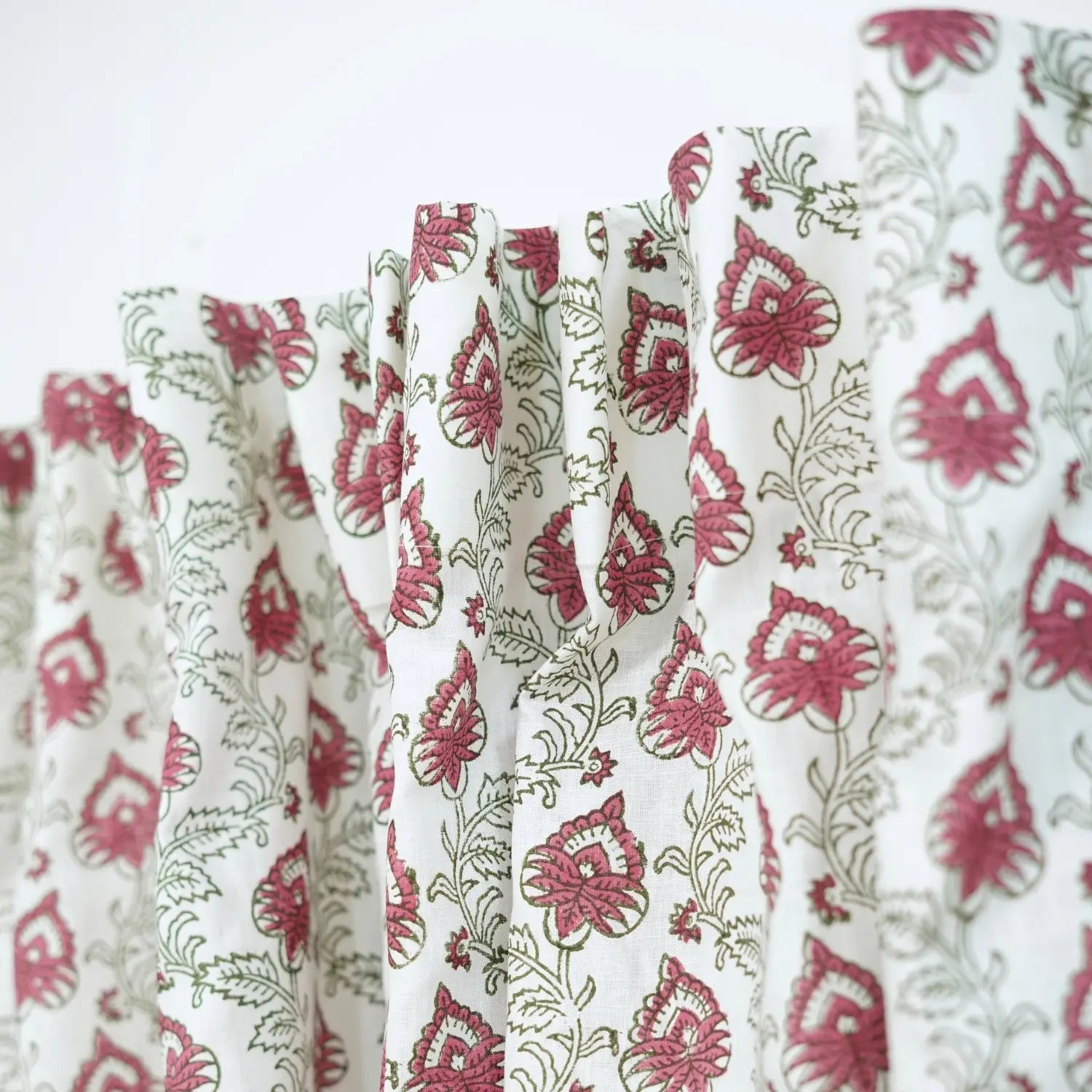 Bold Block Printed Viscose Colored Linen Curtain - Madhubala