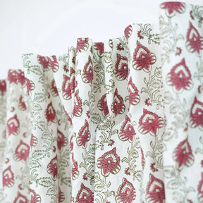 Bold Block Printed Viscose Colored Linen Curtain - Madhubala
