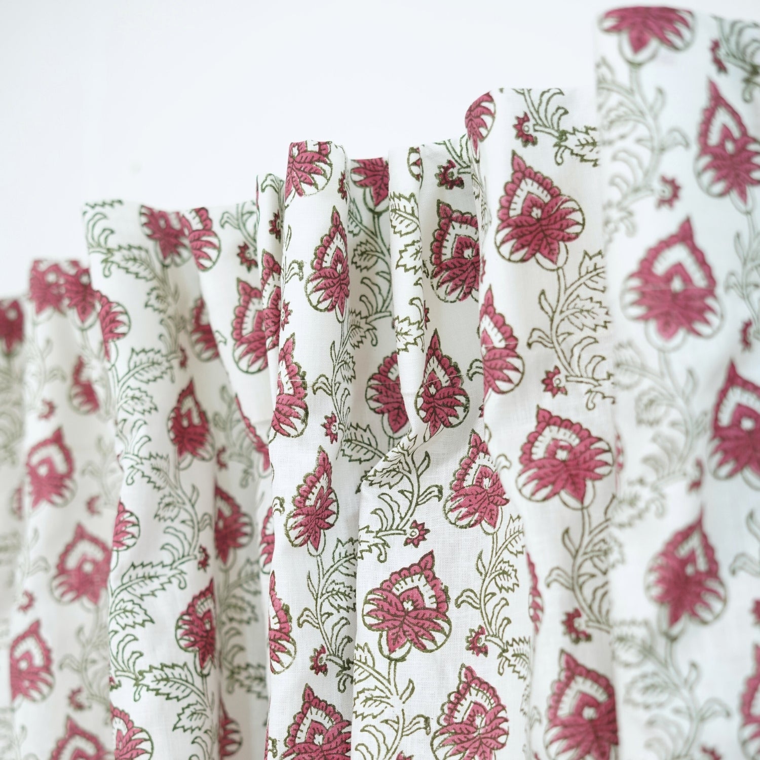 Bold Block Printed Viscose Colored Linen Curtain - Madhubala