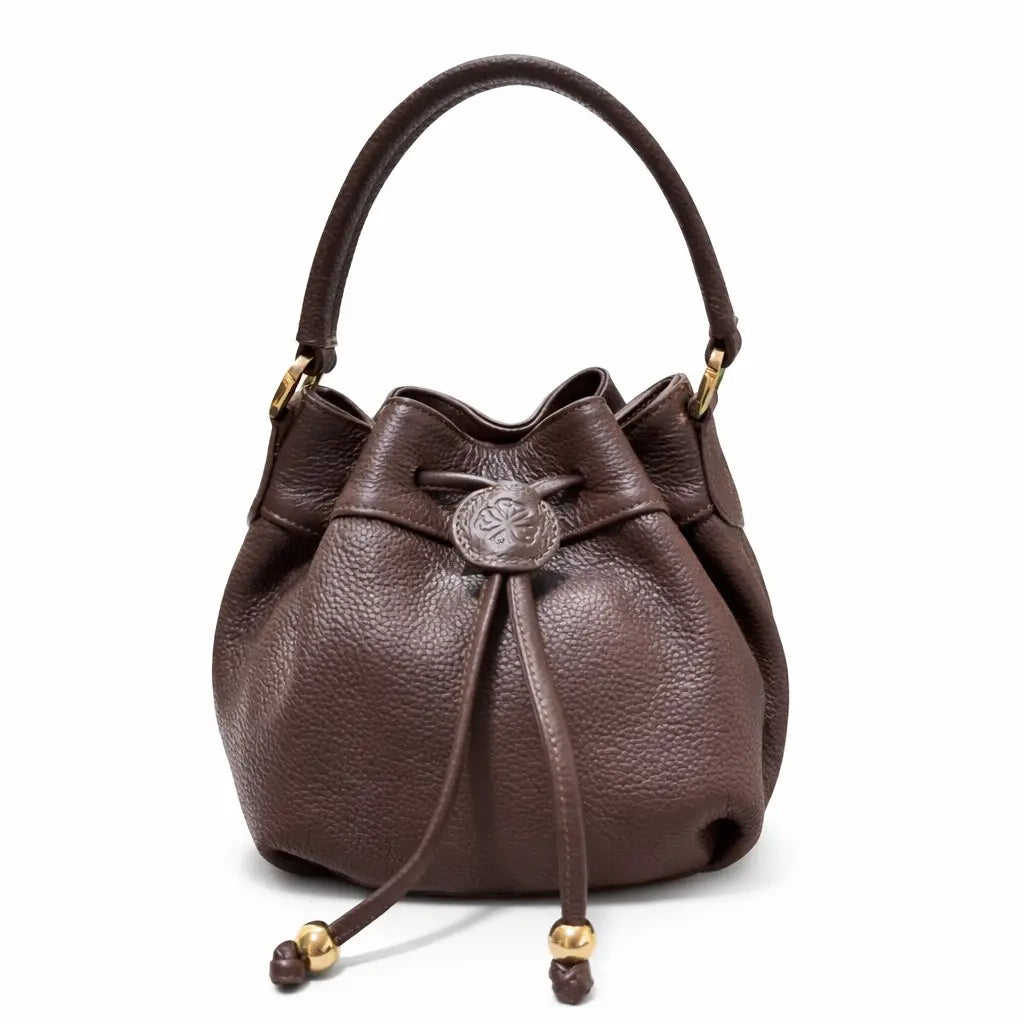 Sienne Textured Italian Leather Bucket Bag