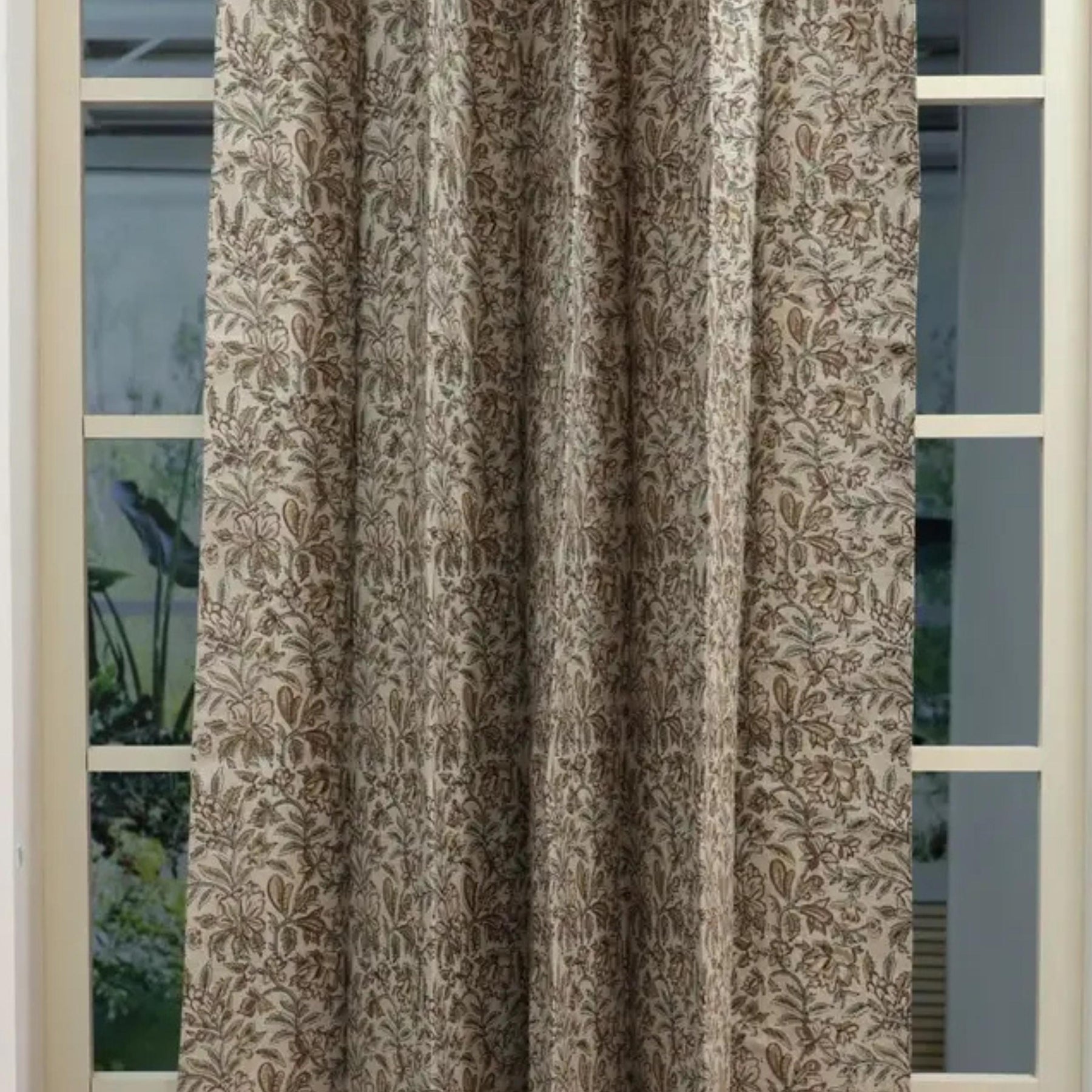 Indian Floral Printed Pure Linen Blackout Grommet - Kudrat