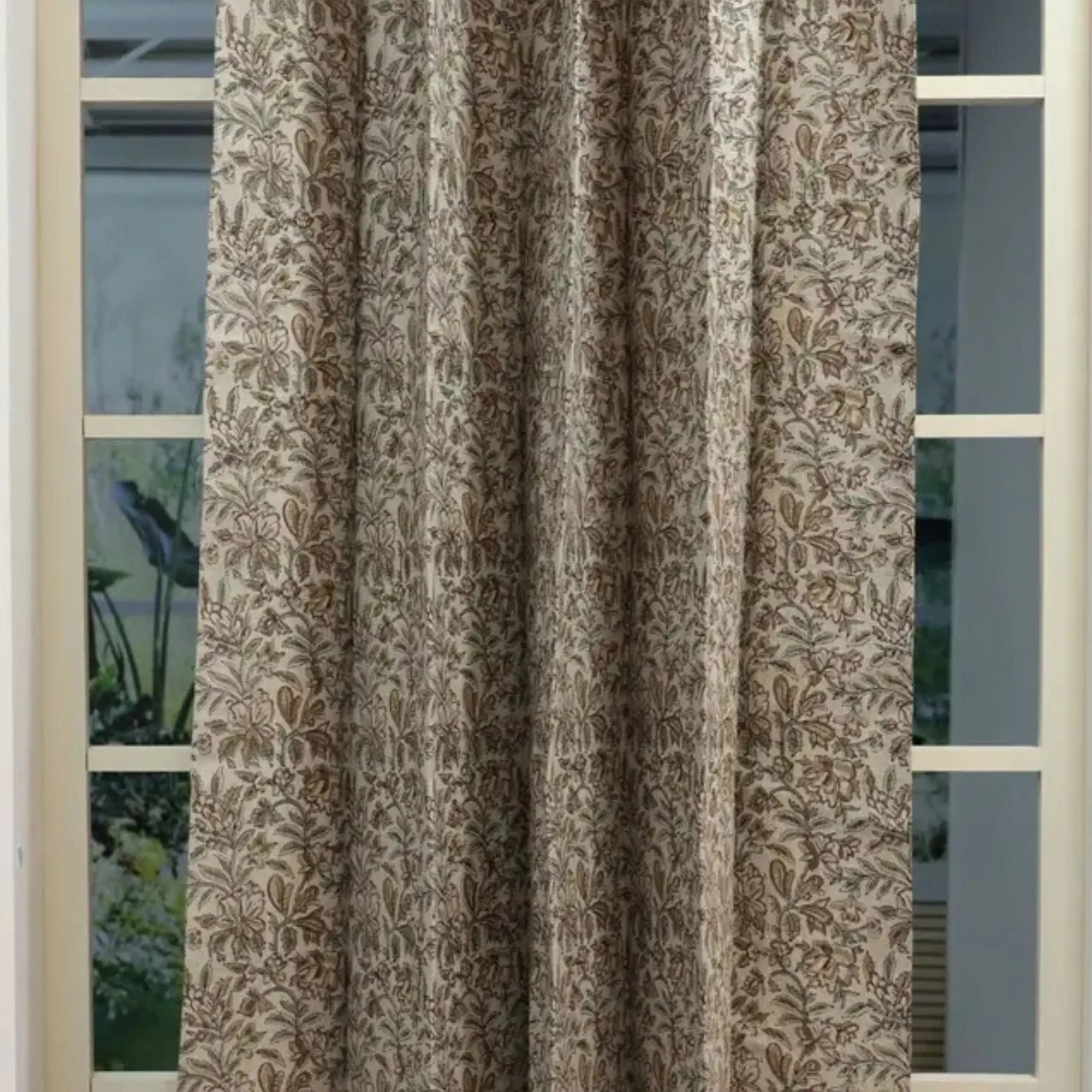Indian Floral Printed Pure Linen Blackout Grommet - Kudrat