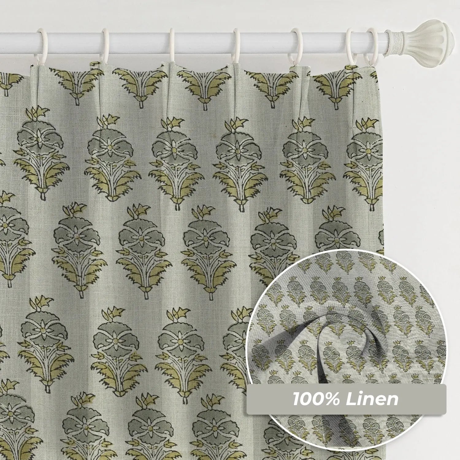 Unique Design Pure Linen Pleated Curtain - Mor Mukut