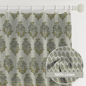 Unique Design Pure Linen Pleated Curtain - Mor Mukut