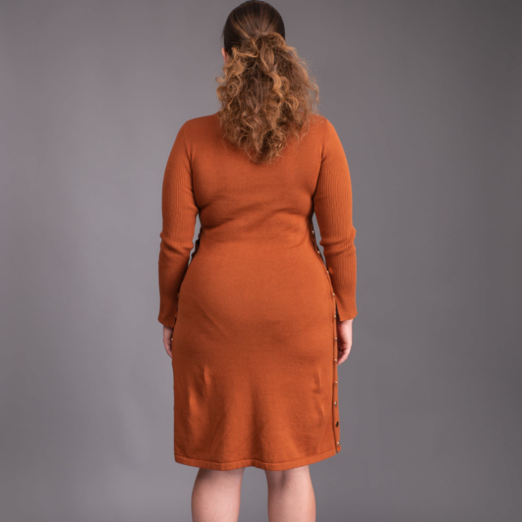 Burnt Ribbed Sweater Dress - Chuks Collins Diffusion Collection - Tasou - The Athletic Side Of Us