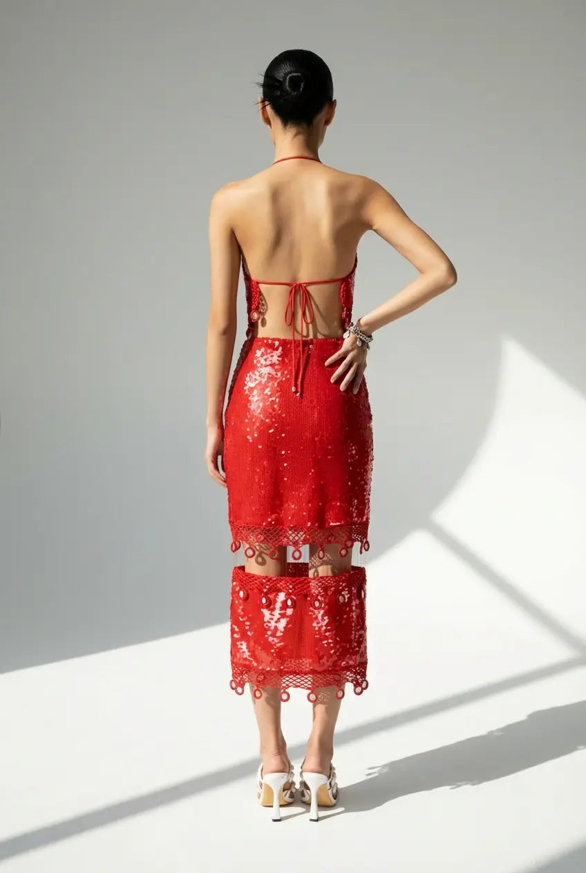 Floating Sequin Midi Skirt