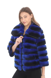 Luxury Blue Fluffy Chanchila Fur Coat – Exquisite Elegance &amp; Unmatched Comfort