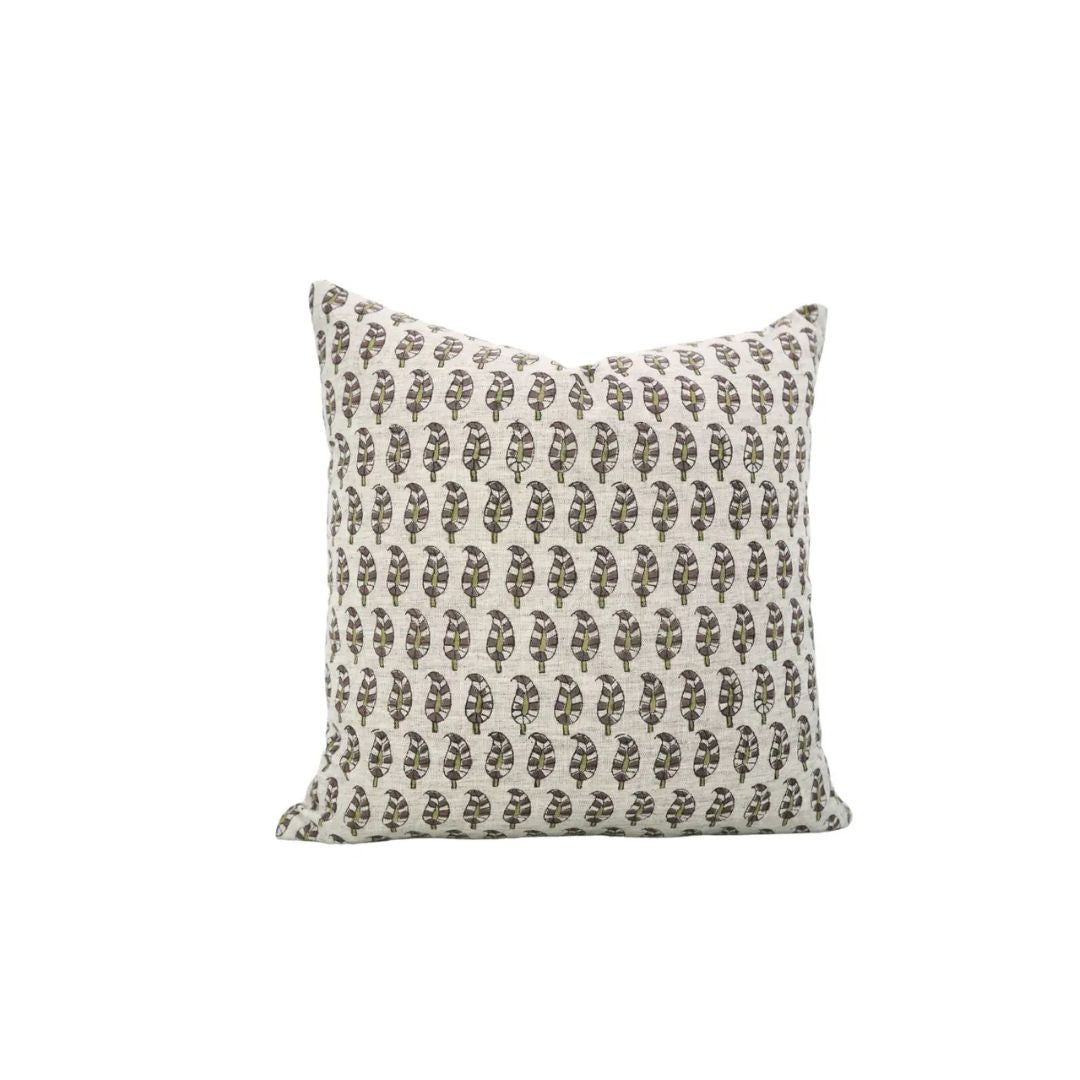 Boho Decor Hand Block Desgin Viscose Linen Cushion Cover - Lil Paisley