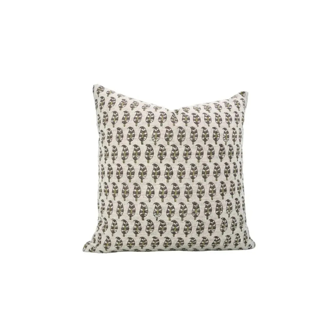 Boho Decor Hand Block Desgin Viscose Linen Cushion Cover - Lil Paisley