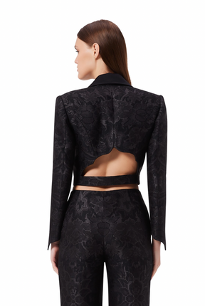 Bract Trousers in Scalloped Black Elysium