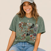 Woodland Wildlife Botanical Collage Graphic Tee