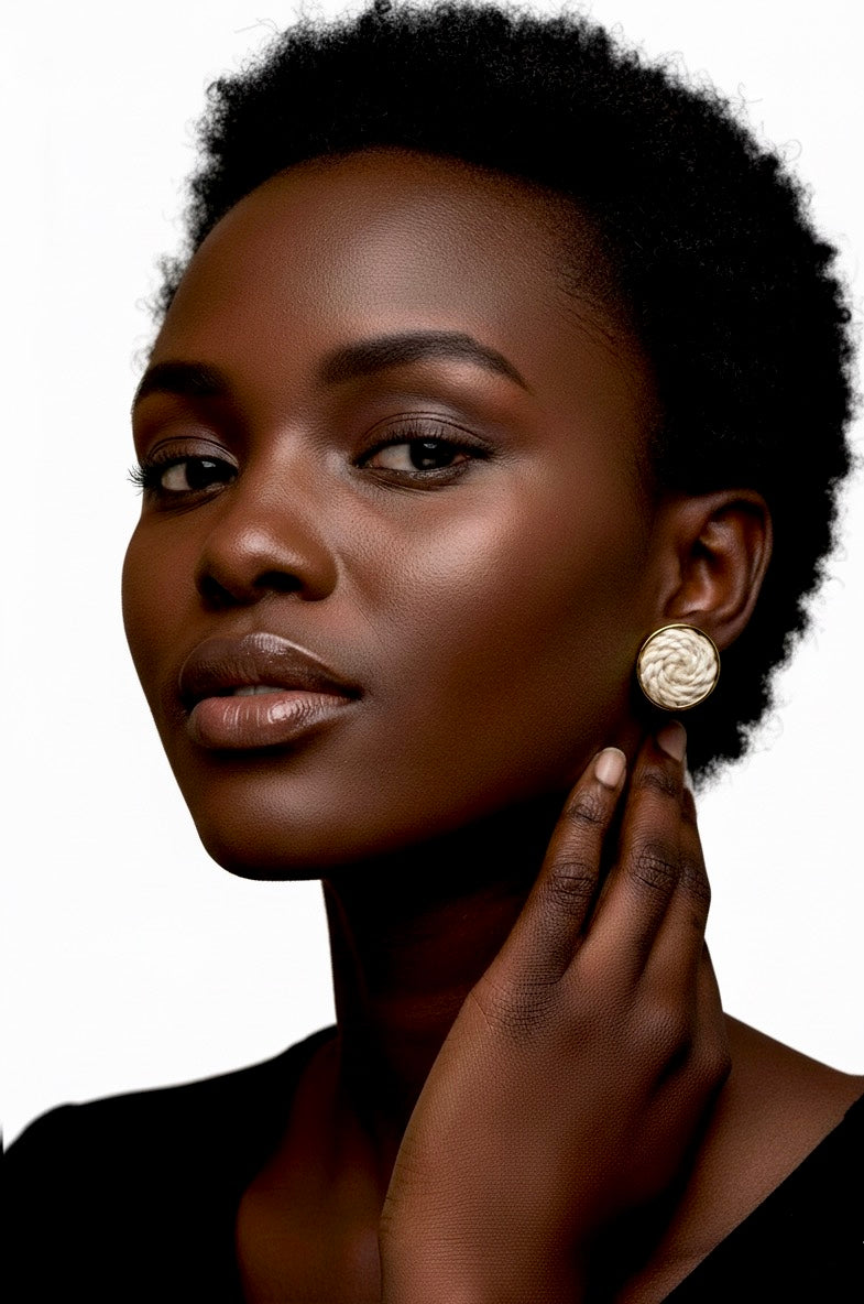 Lifungo Marachi Weave Brass Stud Earrings