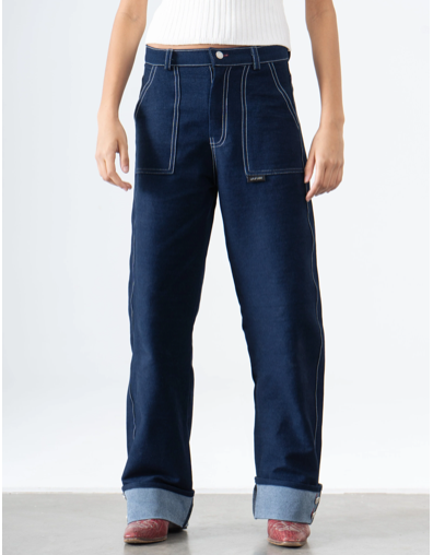Cuffed Denim Pants