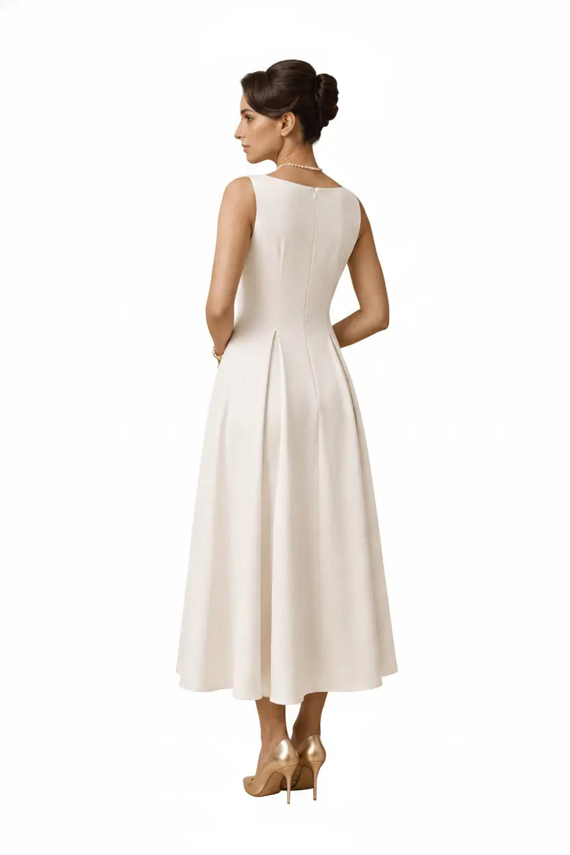 Pearl Blossom Embellished Dress –Ivory