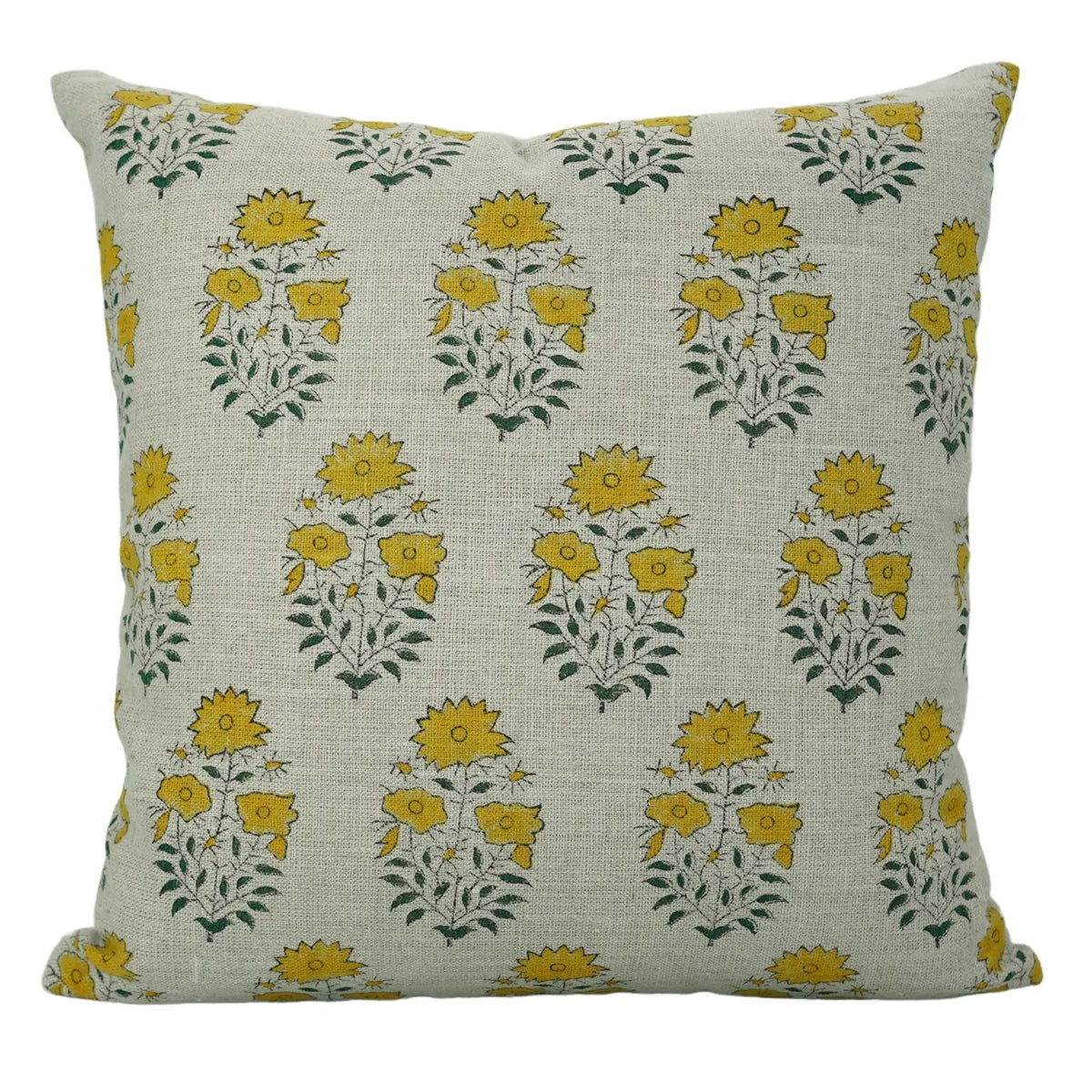 Mayra Handcrafted Mustard Block Desgin Cushion Cover
