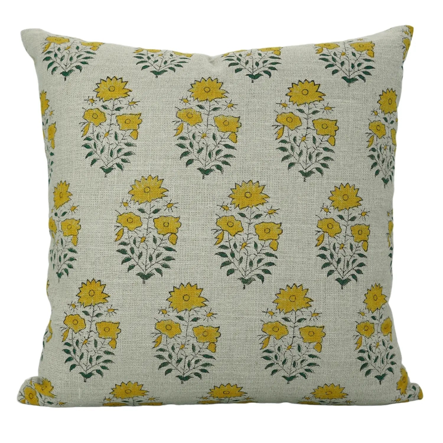 Mayra Handcrafted Mustard Block Desgin Cushion Cover