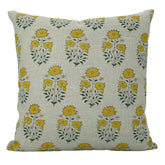 Mayra Handcrafted Mustard Block Desgin Cushion Cover