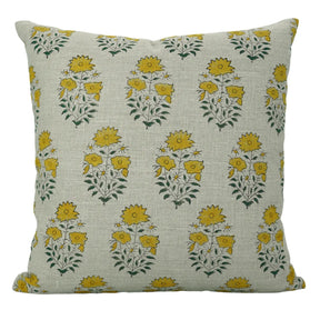 Mayra Handcrafted Mustard Block Desgin Cushion Cover