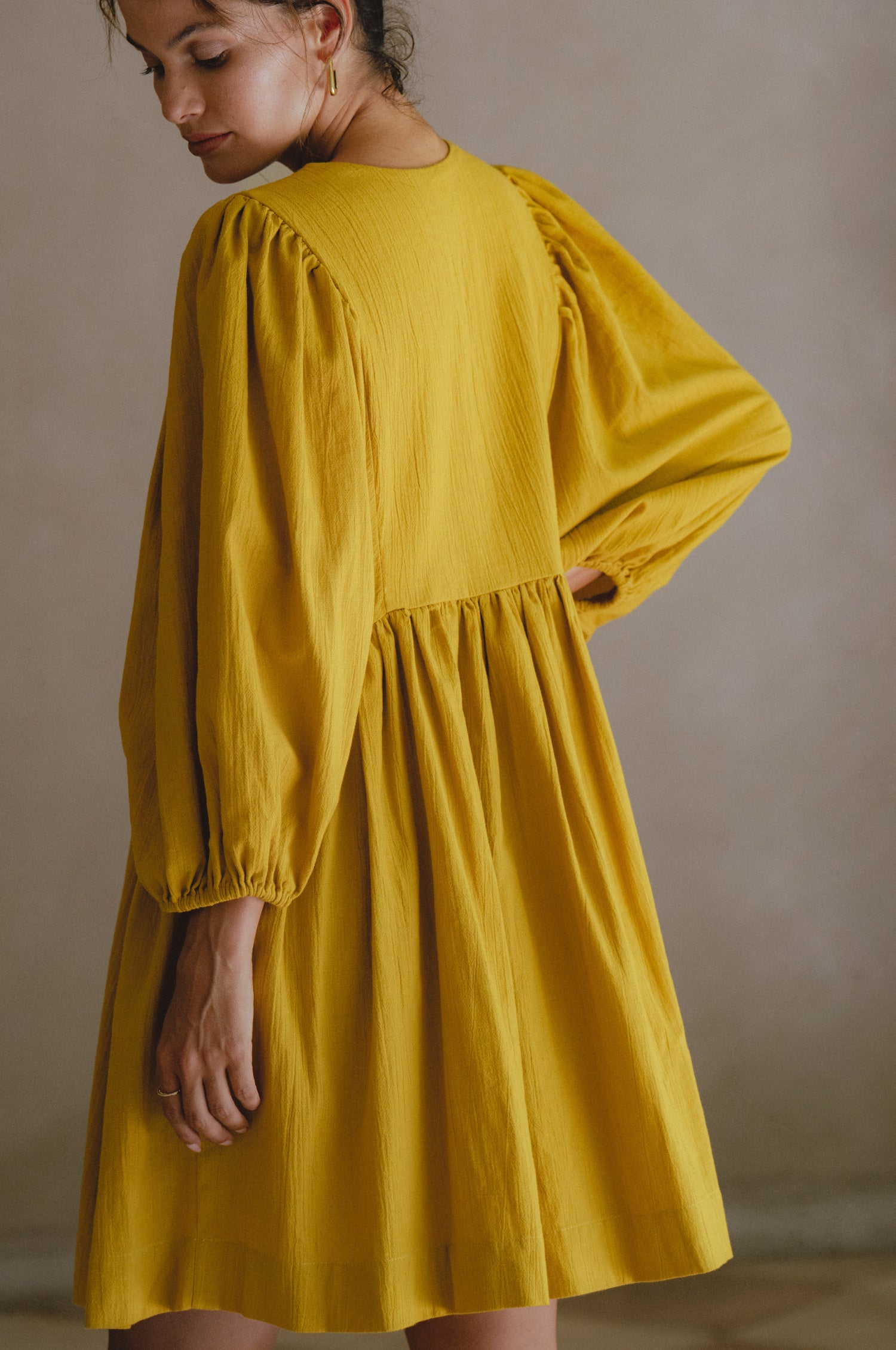 Maribelle Baby Doll Linen Dress - Amber