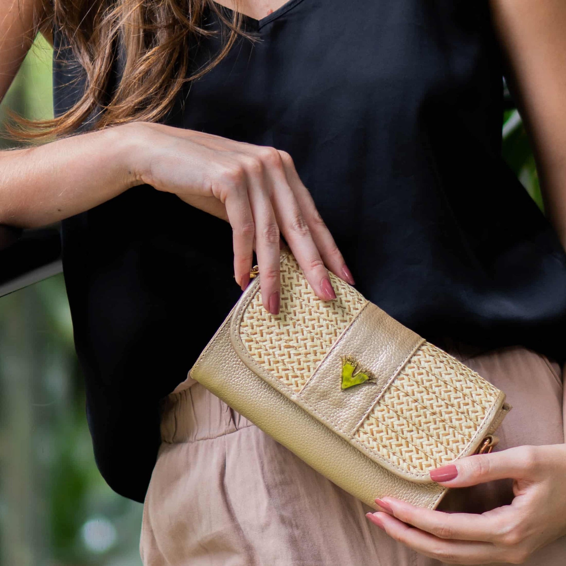 Gold Clutch leather Zen Bag