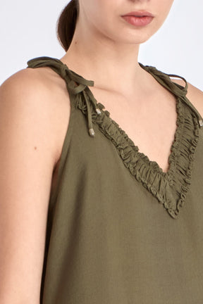 Blake Ruffle Detail Maxi Dress | Olive