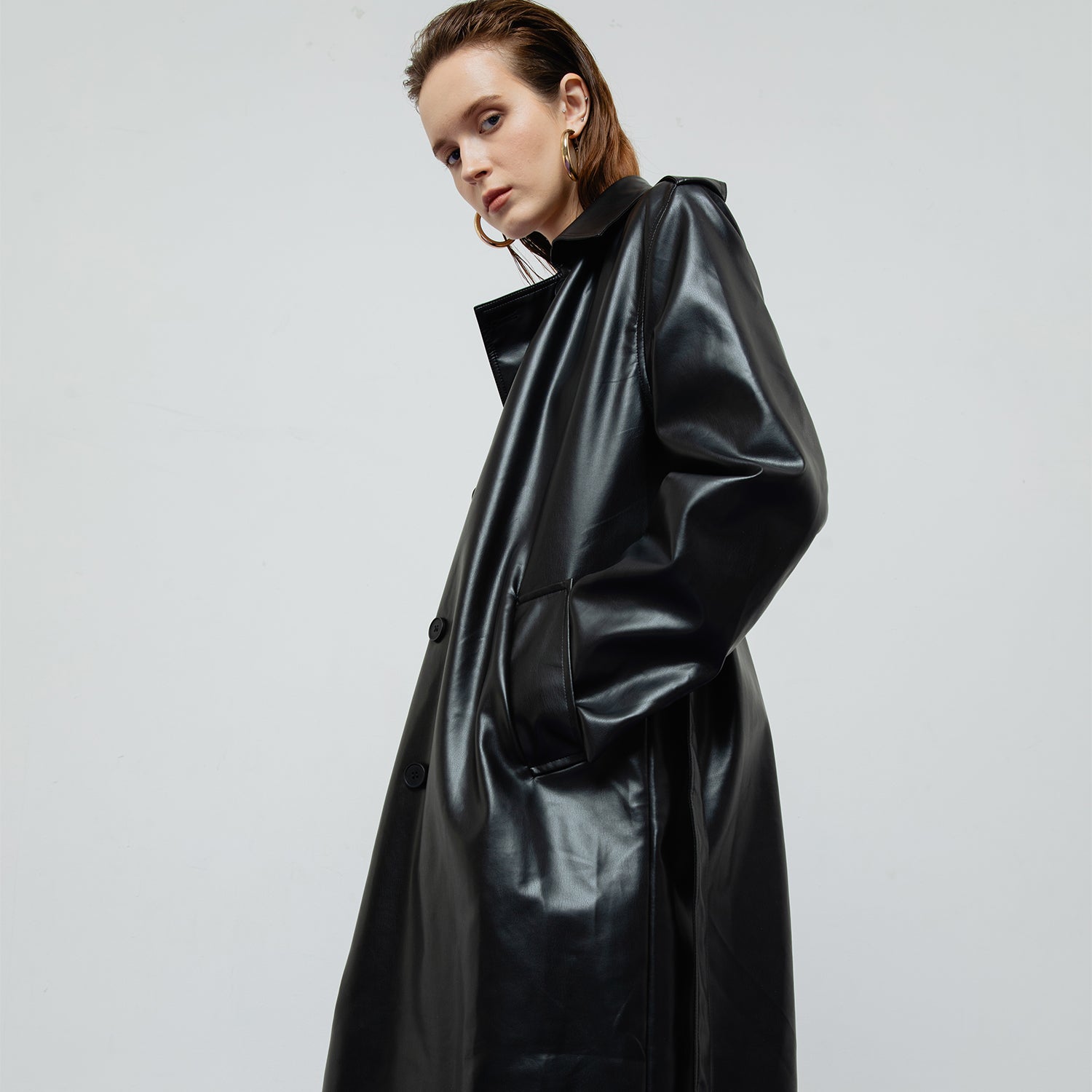 RAVEN LEATHER TRENCH COAT