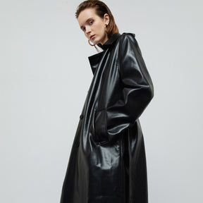 RAVEN LEATHER TRENCH COAT