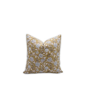 Home Decor Block Printed Floral Pure Linen Pillow Cover - Rameshwaram
