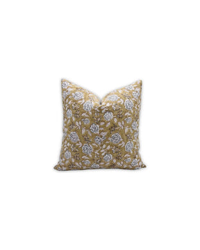 Home Decor Block Printed Floral Pure Linen Pillow Cover - Rameshwaram