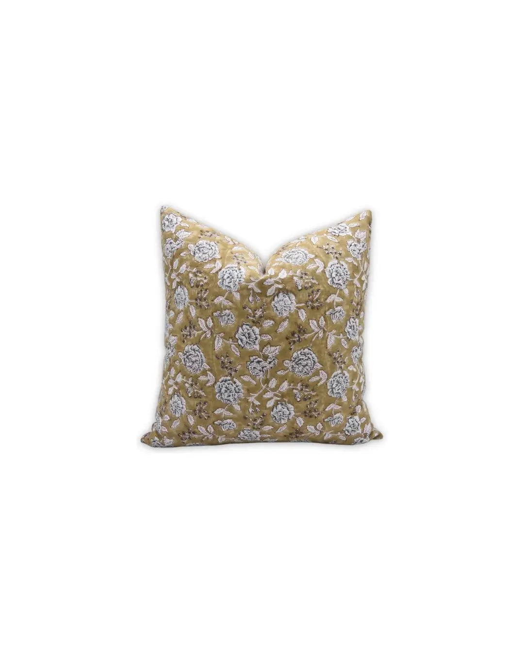 Home Decor Block Printed Floral Pure Linen Pillow Cover - Rameshwaram
