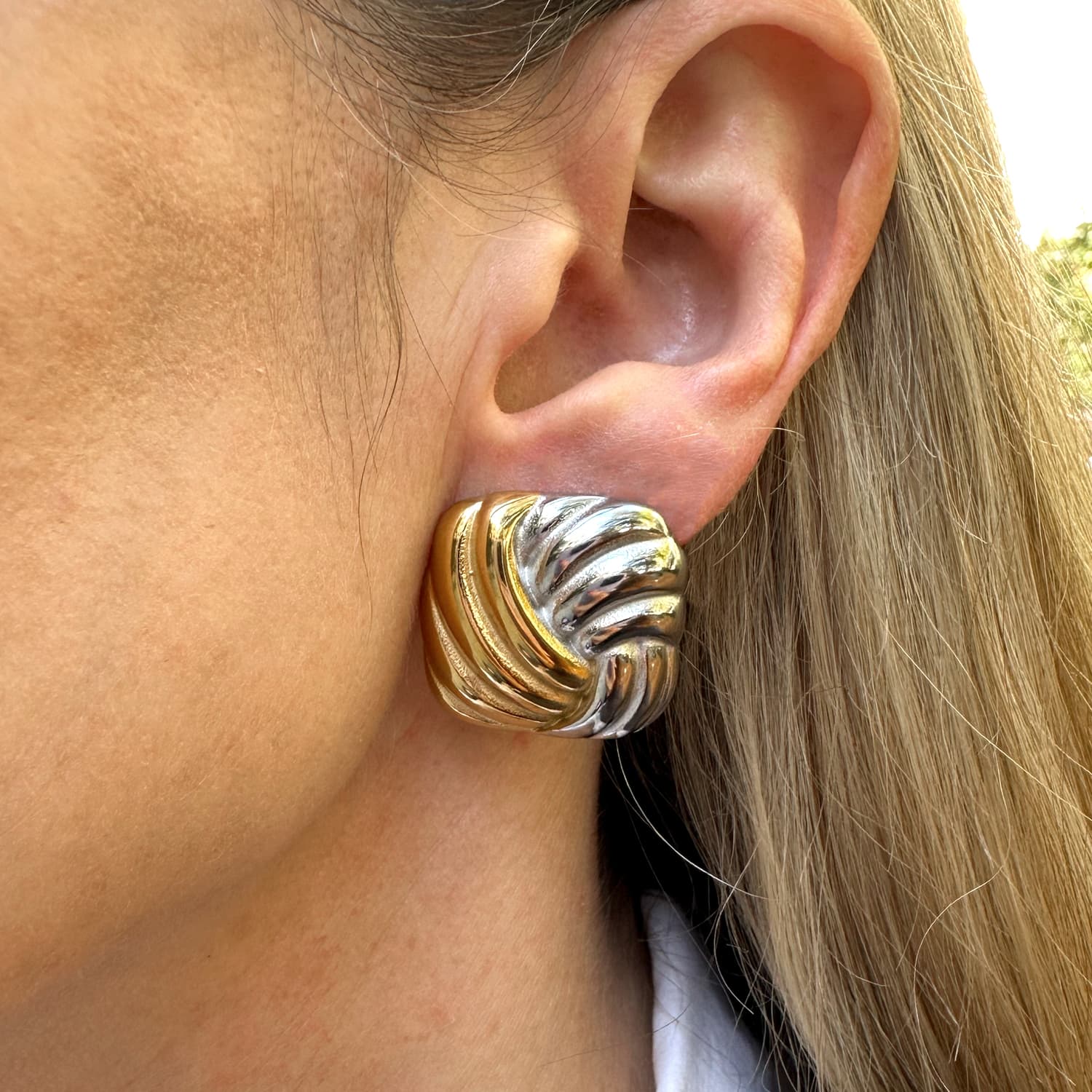 Two Tone Modern Earring