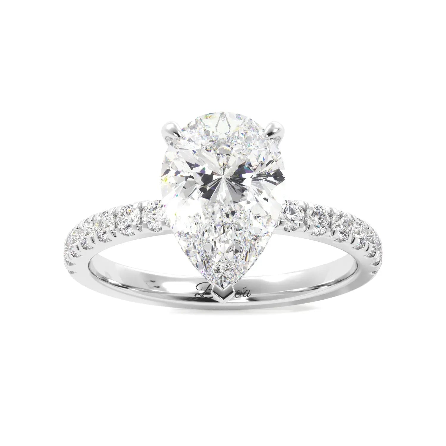 Pear Diamond Hidden Halo Engagement Ring