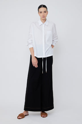 Hebe Asymmetrical Blouse | Light Blue Stripes