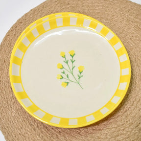 Ceramic Sunshine Spring Dessert Plate -Yellow , 7 Inches (Set of 2)